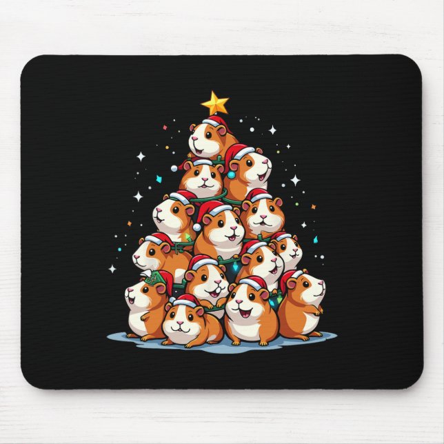 Guinea Pig Christmas Tree Funny Cavy Holiday  Mouse Pad (Front)