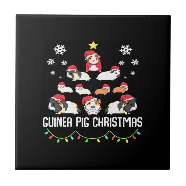 Guinea Pig Christmas Tree | Funny Guinea Pig Lover Tile (Front)