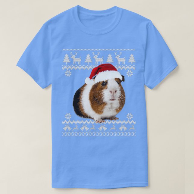 Guinea Pig Christmas Tree Lights Santa  (2)  T-Shirt (Design Front)