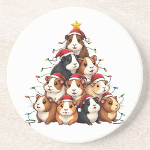 Guinea Pig Christmas Tree Merry Christmas Xmas Coaster
