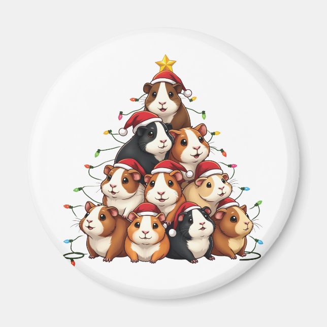 Guinea Pig Christmas Tree Merry Christmas Xmas Magnet (Front)