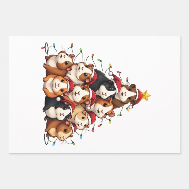 Guinea Pig Christmas Tree Merry Christmas Xmas Wrapping Paper Sheet (Front)