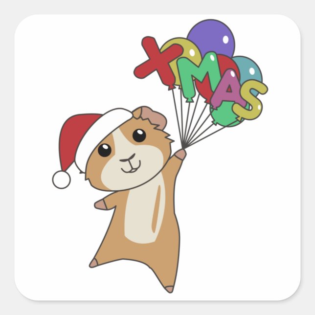 Guinea Pig Christmas Winter Animals Square Sticker (Front)