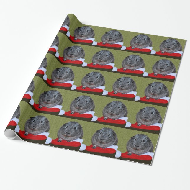 Guinea Pig Christmas Wrapping Paper (Unrolled)