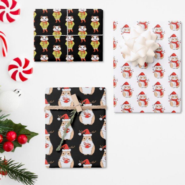 Guinea pig crazy guinea pig girl lady christmas wrapping paper sheet (Creator Uploaded)