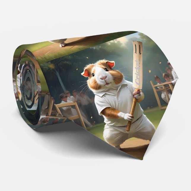 Guinea Pig Cricketer: Dressed In Whites Tie (Rolled)