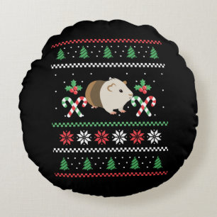 Guinea pig Dad ugly Christmas Round Cushion