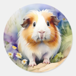 Guinea Pig Delicate Watercolor Classic Round Sticker