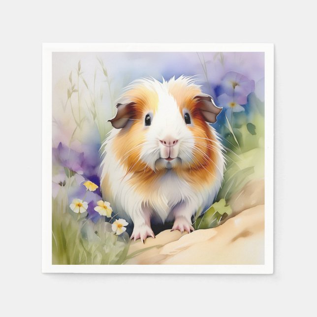 Guinea Pig Delicate Watercolor Napkin (Front)