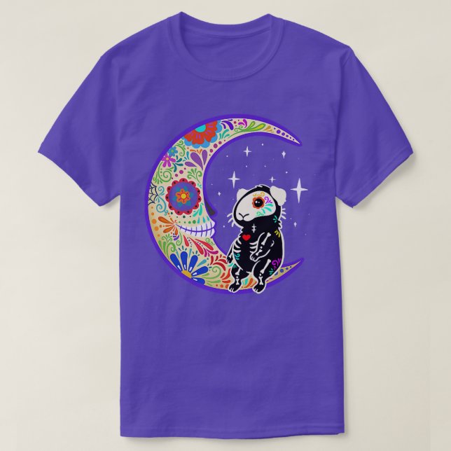 Guinea pig Dia de Los Muertos Skeleton  T-Shirt (Design Front)