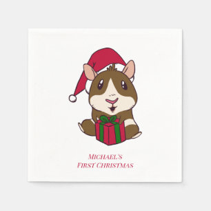 Guinea Pig First Christmas Holiday Personalised Napkin