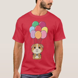 Guinea Pig Flies With Colourful Balloons Kawaii An T-Shirt