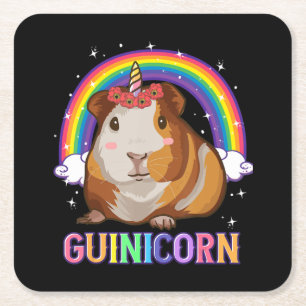Guinea Pig For Girls Guinea Pig Unicorn Square Paper Coaster