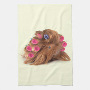 Guinea Pig   Funny Curly Guinea Pig Lover Gifts Tea Towel