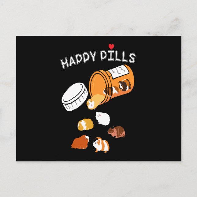 Guinea Pig Gift | Happy Pills Guinea Pig Postcard (Front)