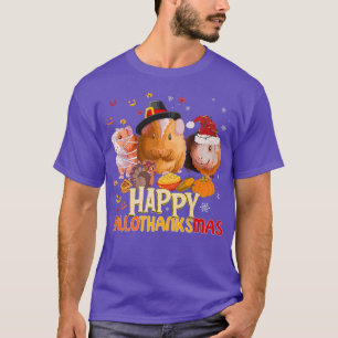 Guinea Pig Halloween And Christmas Happy Hallothan T-Shirt