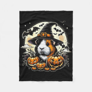 Guinea Pig Halloween Witch Art Fleece Blanket
