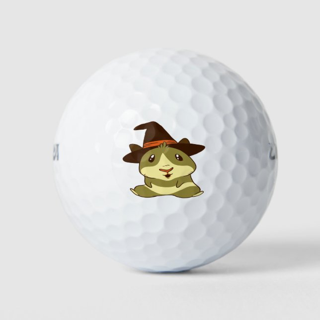 Guinea Pig Halloween Witch Golf Balls (Front)