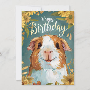 Guinea Pig Happy Birthday  Holiday Card