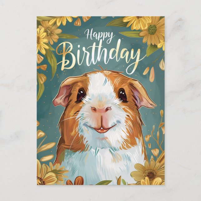 Guinea Pig Happy Birthday  Postcard (Front)