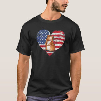 Guinea Pig Heart American Flag 4th Of July Usa Fla T-Shirt