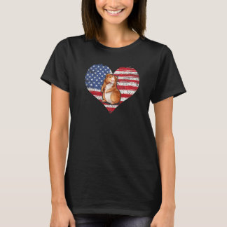 Guinea Pig Heart American Flag 4th Of July Usa Fla T-Shirt