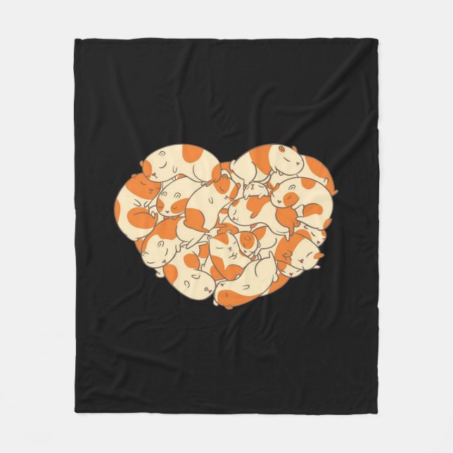 Guinea Pig Heart Love | Cute Baby Guinea Pig Fleece Blanket (Front)