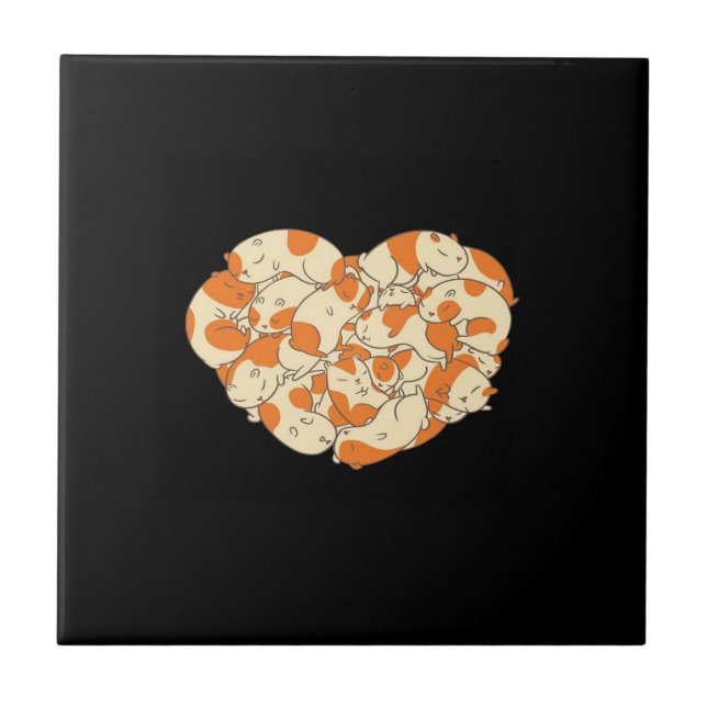Guinea Pig Heart Love | Cute Baby Guinea Pig Tile (Front)