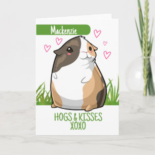Guinea Pig Hogs and Kisses personalised Valentines Holiday Card