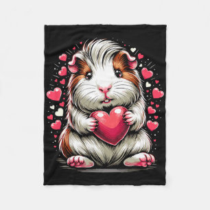 Guinea Pig Holding Heart Valentine's Day Cute Vale Fleece Blanket