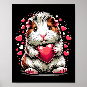 Guinea Pig Holding Heart Valentine's Day Cute Vale Poster