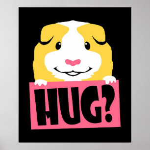 Guinea Pig Hug Cavy   Funny Guinea Pig   Cute Pet Poster