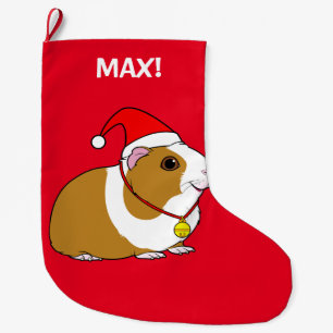Guinea Pig In a Santa Hat and Bow Large Christmas Stocking