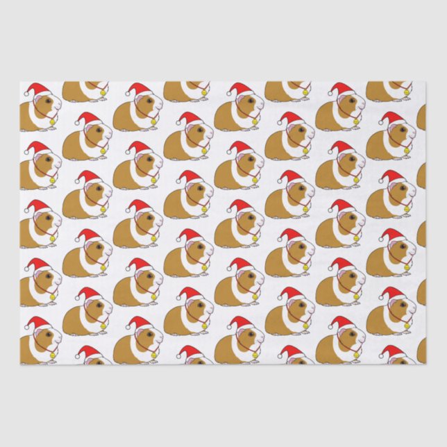 Guinea Pig in a Santa Hat at Christmas Tissue Paper (Front)