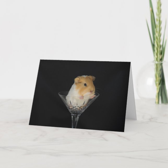 Guinea pig in a wine glass card (Front)