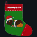 Guinea Pig in Santa Hat Personalised Large Christmas Stocking<br><div class="desc">This cute guinea pig is all ready for Christmas with his Santa hat and festive scarf. This stocking is ready to be personalised with a name at the top in bold white lettering.</div>