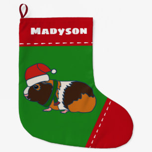 Guinea Pig in Santa Hat Personalized Large Christmas Stocking