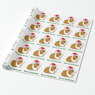 Guinea Pig in Santa Hat Wrapping Paper