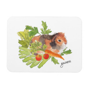 Guinea Pig Leek Carrot Salad Watercolor Magnet