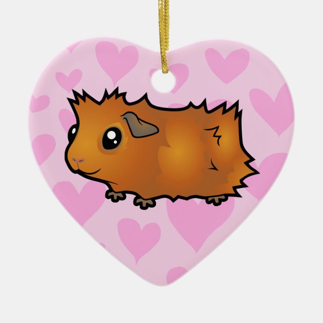Guinea Pig Love (scruffy) Ceramic Tree Decoration (Front)