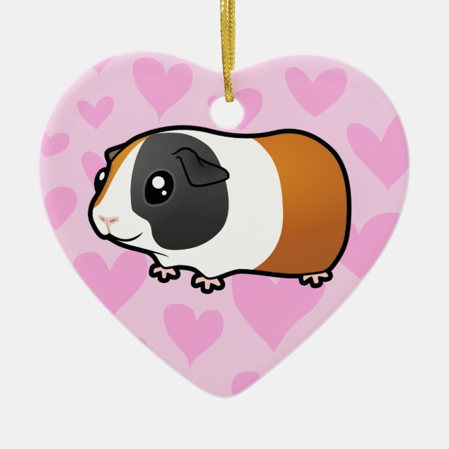 Guinea Pig Love (smooth hair) Ceramic Tree Decoration (Front)