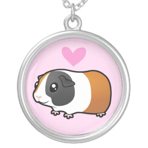 Guinea Pig Love (smooth hair) Silver Plated Necklace