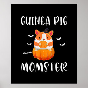 Guinea Pig Momster Pumpkin Monster Funny Halloween Poster