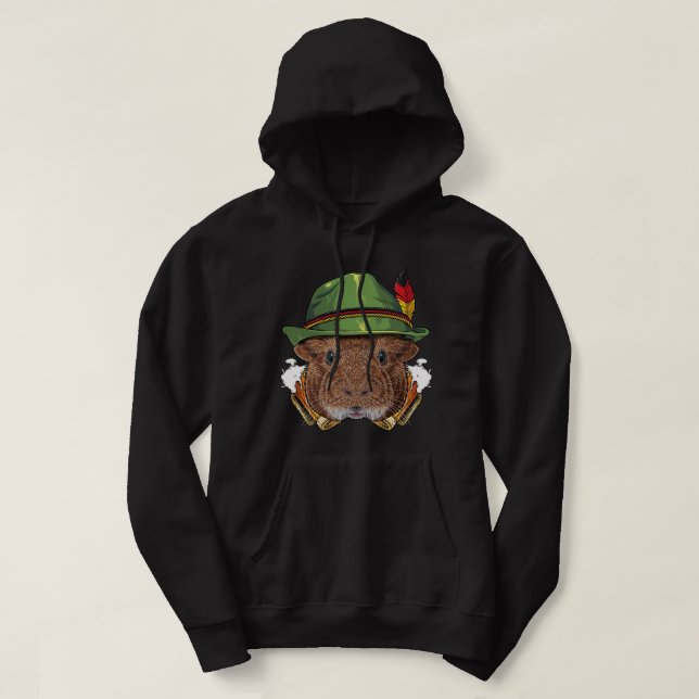 Guinea Pig Oktoberfest Lederhosen German Beer Fest Hoodie (Design Front)