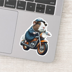 Guinea Pig on Orange Retro Motorcycle, Road Trip