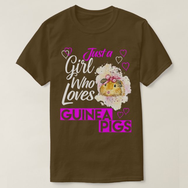 Guinea Pig Owner Lover Just A Girl Who Loves Guine T-Shirt (Design Front)
