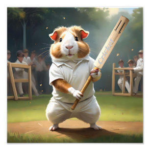 Guinea Pig Playing Cricket,  Photo Print