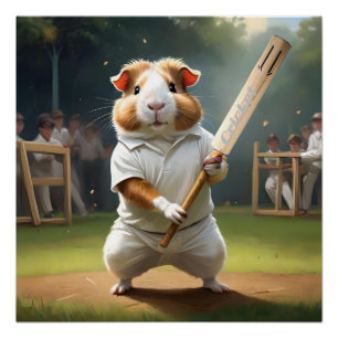 Guinea Pig Playing Cricket,  Poster