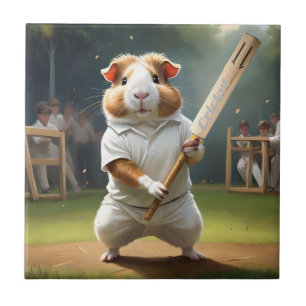 Guinea Pig Playing Cricket,  Tile