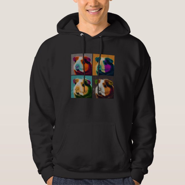 Guinea Pig Pop Illustration Colorful Animal Women Hoodie (Front)